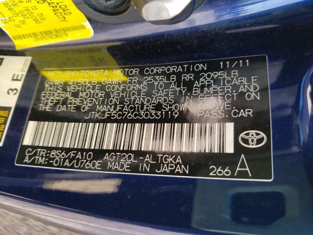2012 TOYOTA SCION TC JTKJF5C76C3033119