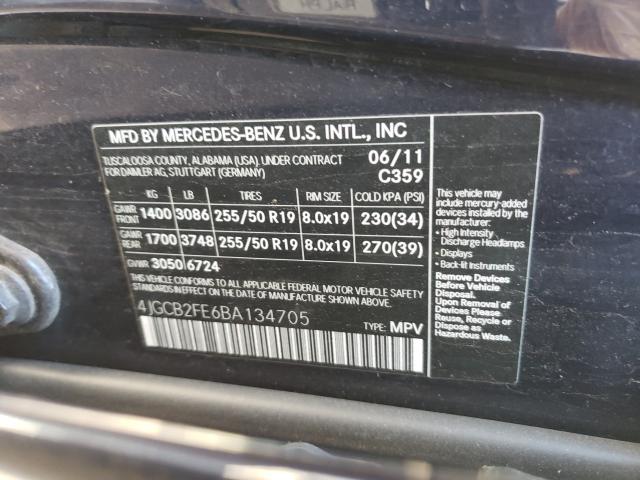 2011 MERCEDES-BENZ R 350 BLUE 4JGCB2FE6BA134705