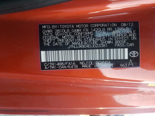 2013 TOYOTA SCION IQ JTNJJXB04DJ023381