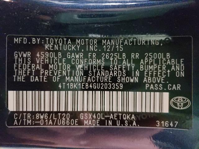 2016 TOYOTA AVALON XLE 4T1BK1EB4GU203359