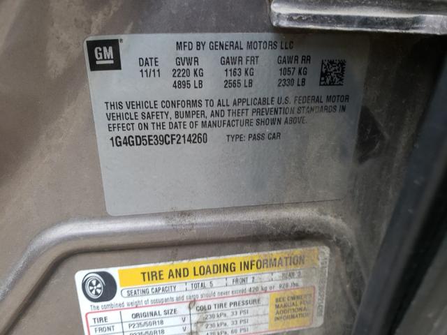 2012 BUICK LACROSSE P 1G4GD5E39CF214260