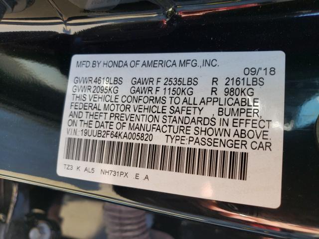 2019 ACURA TLX TECHNO 19UUB2F64KA005820