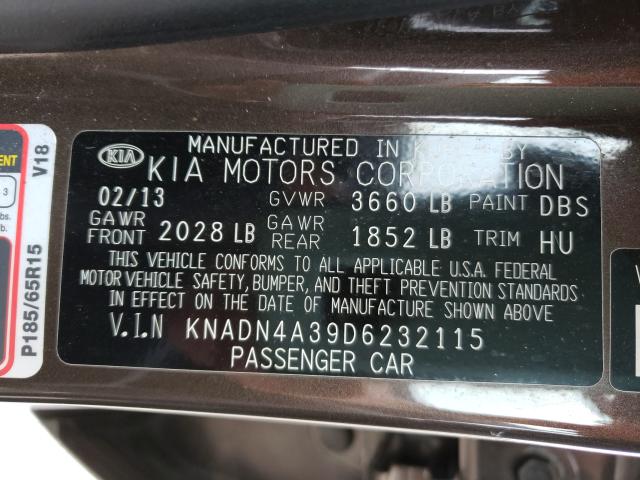 2013 KIA RIO EX KNADN4A39D6232115