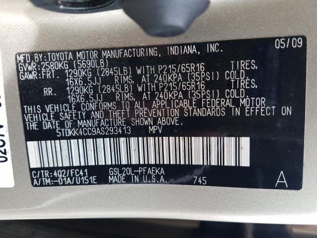 2010 TOYOTA SIENNA CE 5TDKK4CC9AS293413