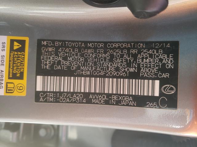 2015 LEXUS ES 300H JTHBW1GG4F2090961