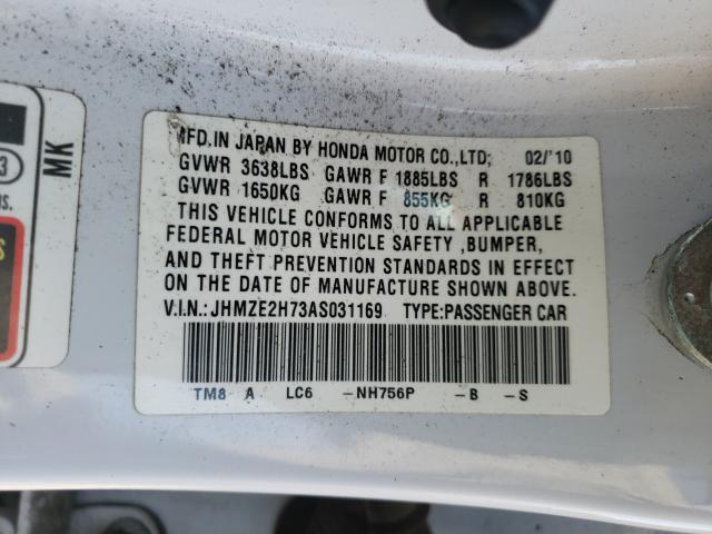 2010 HONDA INSIGHT EX JHMZE2H73AS031169