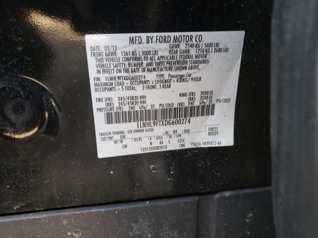 2013 LINCOLN MKS 1LNHL9FTXDG600274