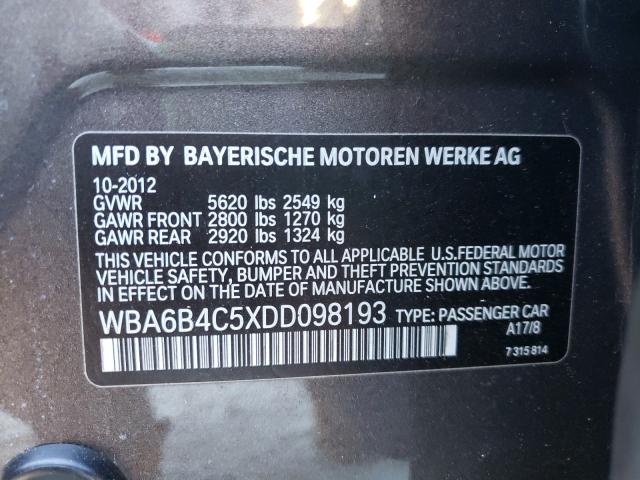 2013 BMW 650 XI WBA6B4C5XDD098193