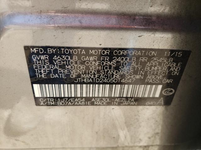 2016 LEXUS IS 200T JTHBA1D24G5014647
