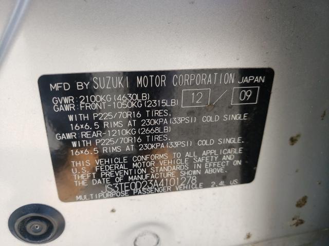 2010 SUZUKI GRAND VITA JS3TE0D23A4101278