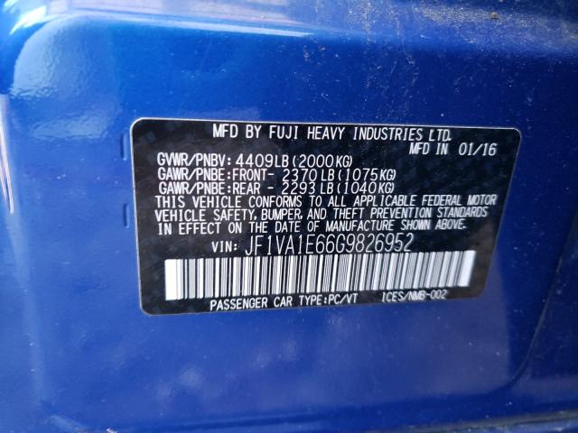 2016 SUBARU WRX PREMIU JF1VA1E66G9826952