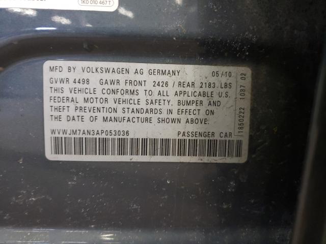 2010 VOLKSWAGEN PASSAT KOM WVWJM7AN3AP053036