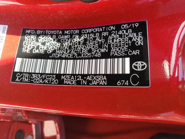2020 TOYOTA COROLLA SE JTDP4RCE7LJ025748