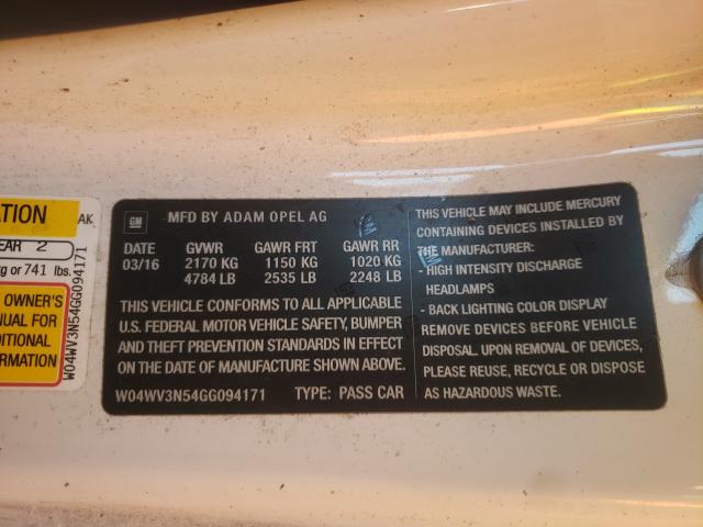 2016 BUICK CASCADA 1S W04WV3N54GG094171