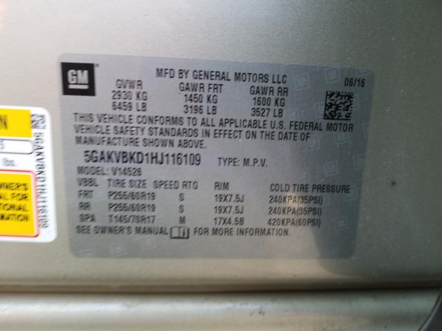 2017 BUICK ENCLAVE 5GAKVBKD1HJ116109