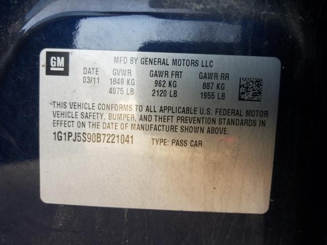 2011 CHEVROLET CRUZE ECO 1G1PJ5S90B7221041