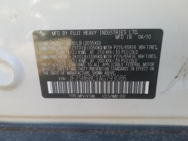 2010 SUBARU FORESTER X JF2SH6BC1AG793086