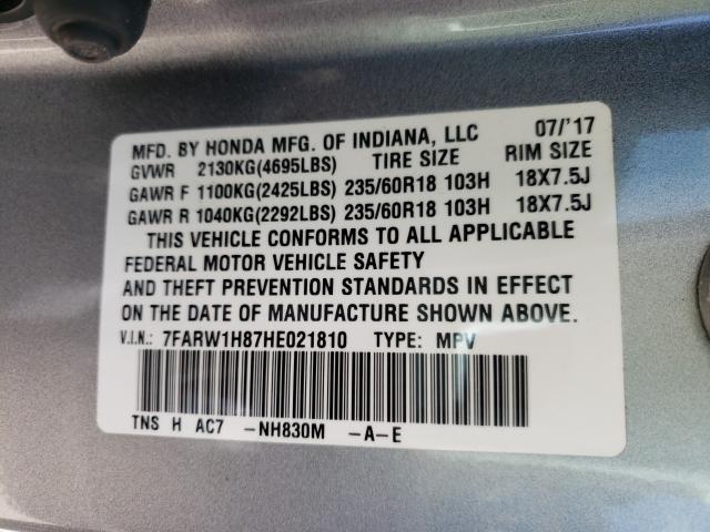 2017 HONDA CR-V EXL 7FARW1H87HE021810