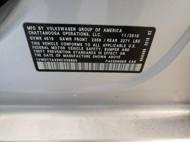 2017 VOLKSWAGEN PASSAT R-L 1VWDT7A32HC038850