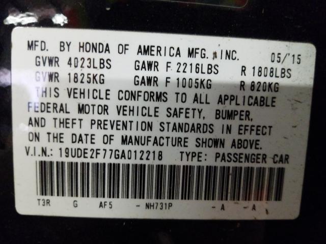 2016 ACURA ILX PREMIU 19UDE2F77GA012218