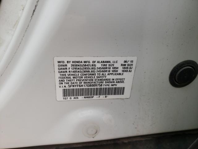 2016 HONDA PILOT LX 5FNYF6H17GB009758