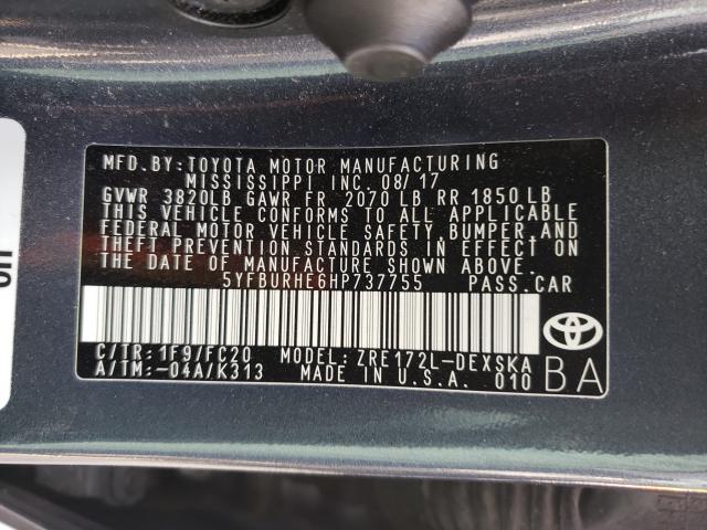 2017 TOYOTA COROLLA L 5YFBURHE6HP737755