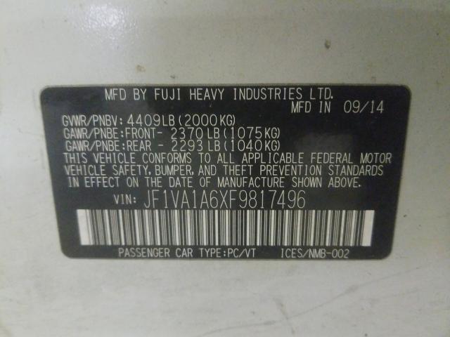 2015 SUBARU WRX JF1VA1A6XF9817496