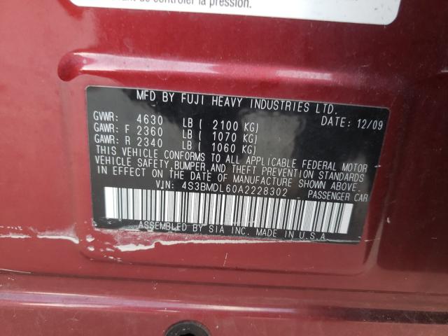 2010 SUBARU LEGACY 3.6 4S3BMDL60A2228302