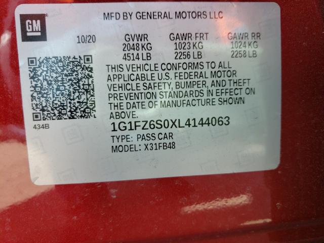 2020 CHEVROLET BOLT EV PR 1G1FZ6S0XL4144063