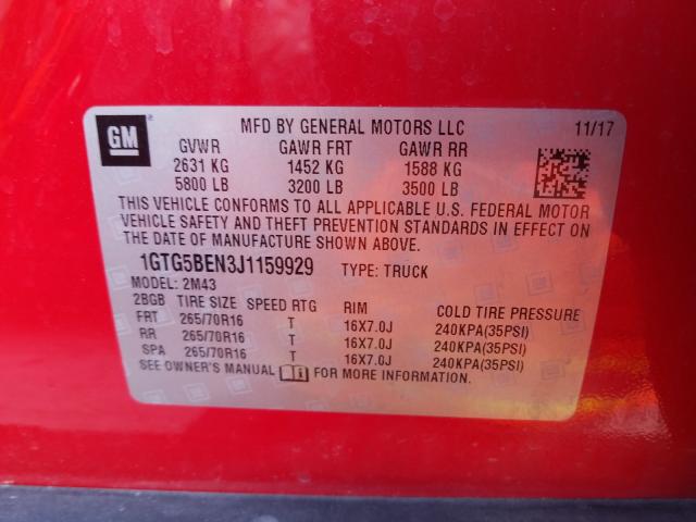 2018 GMC CANYON 1GTG5BEN3J1159929