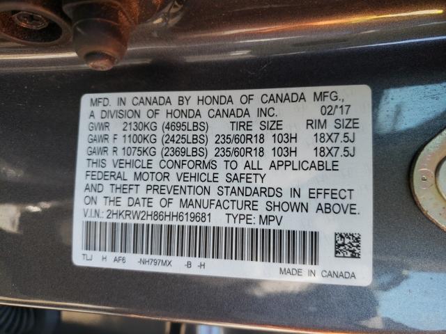 2017 HONDA CR-V EXL 2HKRW2H86HH619681