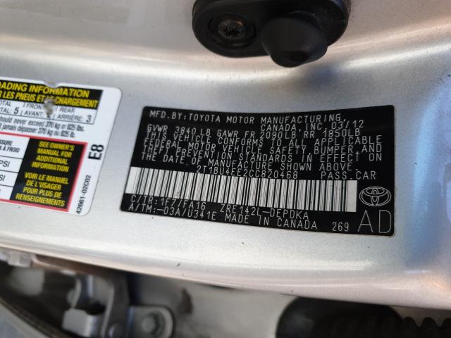 2012 TOYOTA COROLLA BA 2T1BU4EE2CC820468