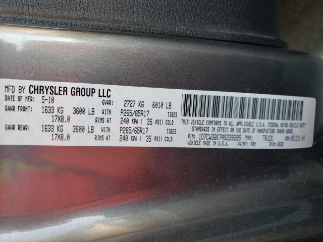 2010 DODGE DAKOTA SXT 1D7CW3GK7AS228285