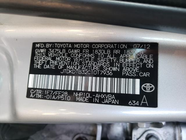 2012 TOYOTA PRIUS C JTDKDTB32C1017936