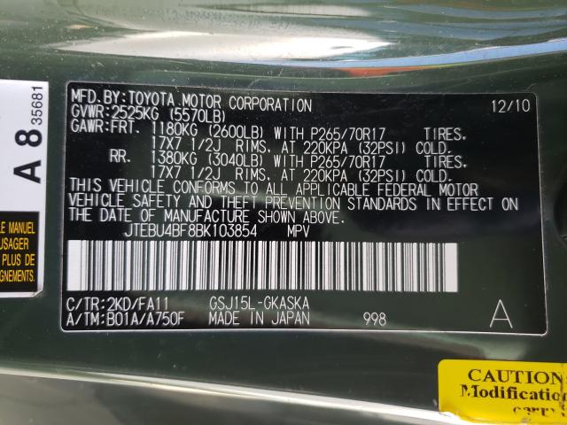 2011 TOYOTA FJ CRUISER JTEBU4BF8BK103854