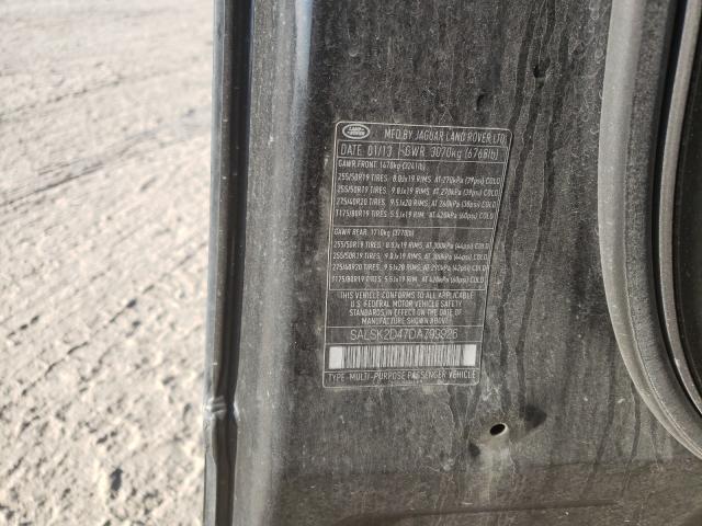 2013 LAND ROVER RANGE ROVE SALSK2D47DA799926