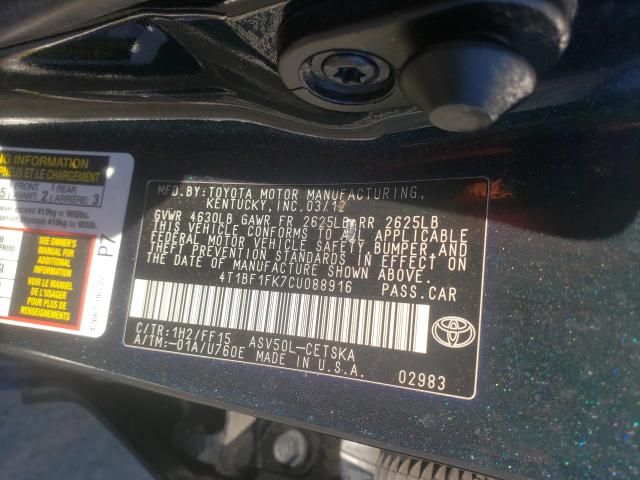 2012 TOYOTA CAMRY BASE 4T1BF1FK7CU088916