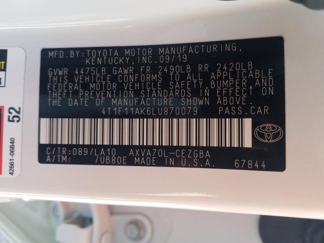 2020 TOYOTA CAMRY XLE 4T1F11AK6LU870079