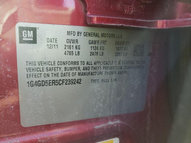 2012 BUICK LACROSSE P 1G4GD5ER5CF239242