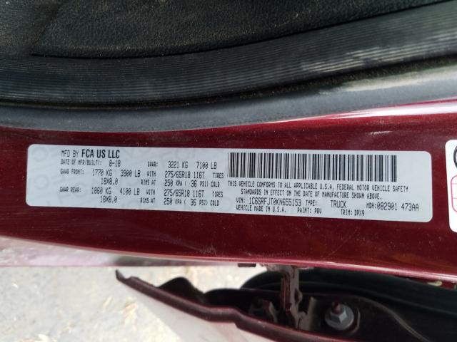 2019 RAM 1500 LARAM 1C6SRFJT0KN655153