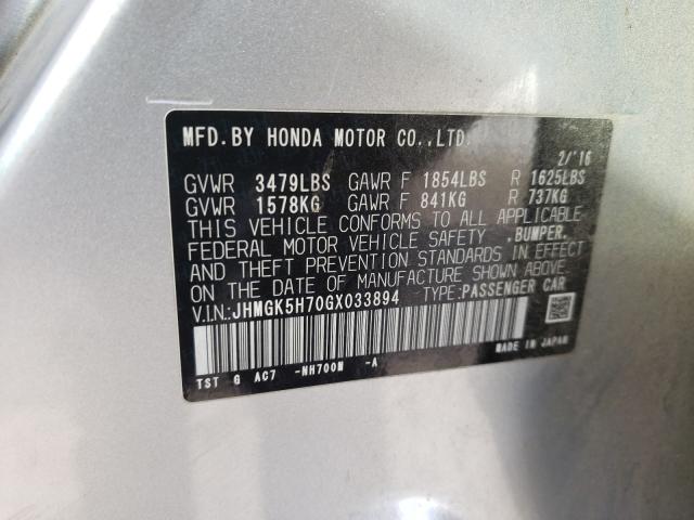 2016 HONDA FIT EX JHMGK5H70GX033894