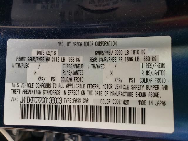 2016 MAZDA CX-3 TOURI JM1DKFC72G0136003