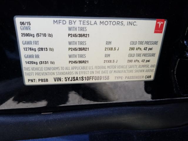 2015 TESLA MODEL S 70 5YJSA1S10FF089158