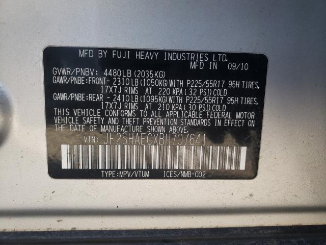 2011 SUBARU FORESTER L JF2SHAECXBH707641