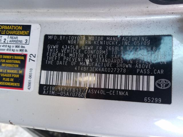 2010 TOYOTA CAMRY 4T4BF3EK4AR027278