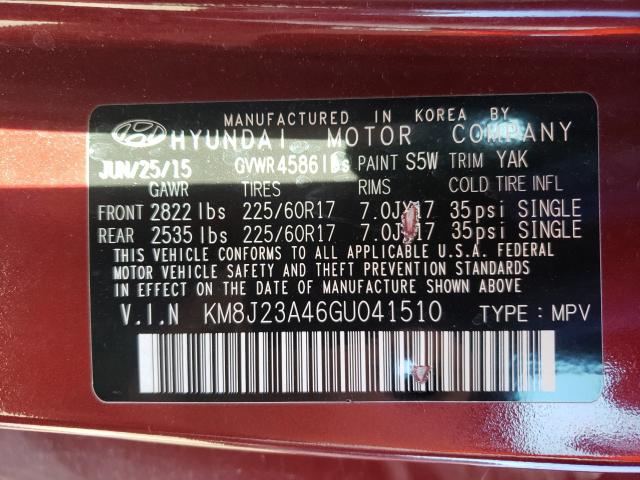 2016 HYUNDAI TUCSON SE KM8J23A46GU041510