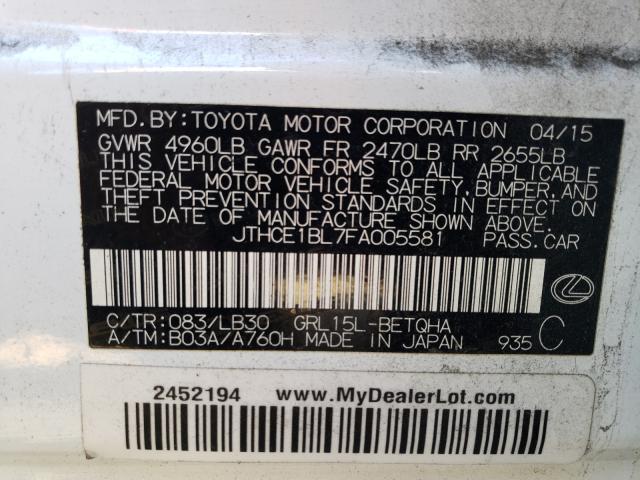 2015 LEXUS GS 350 JTHCE1BL7FA005581
