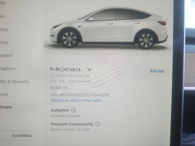 2020 TESLA MODEL Y 5YJYGDEE0LF044256