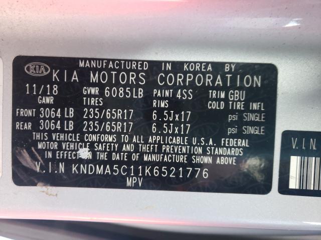 2019 KIA SEDONA KNDMA5C11K6521776