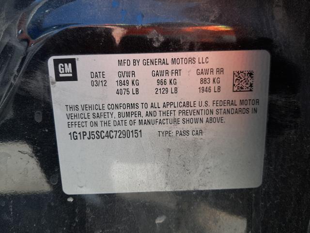 2012 CHEVROLET CRUZE LT 1G1PJ5SC4C7290151